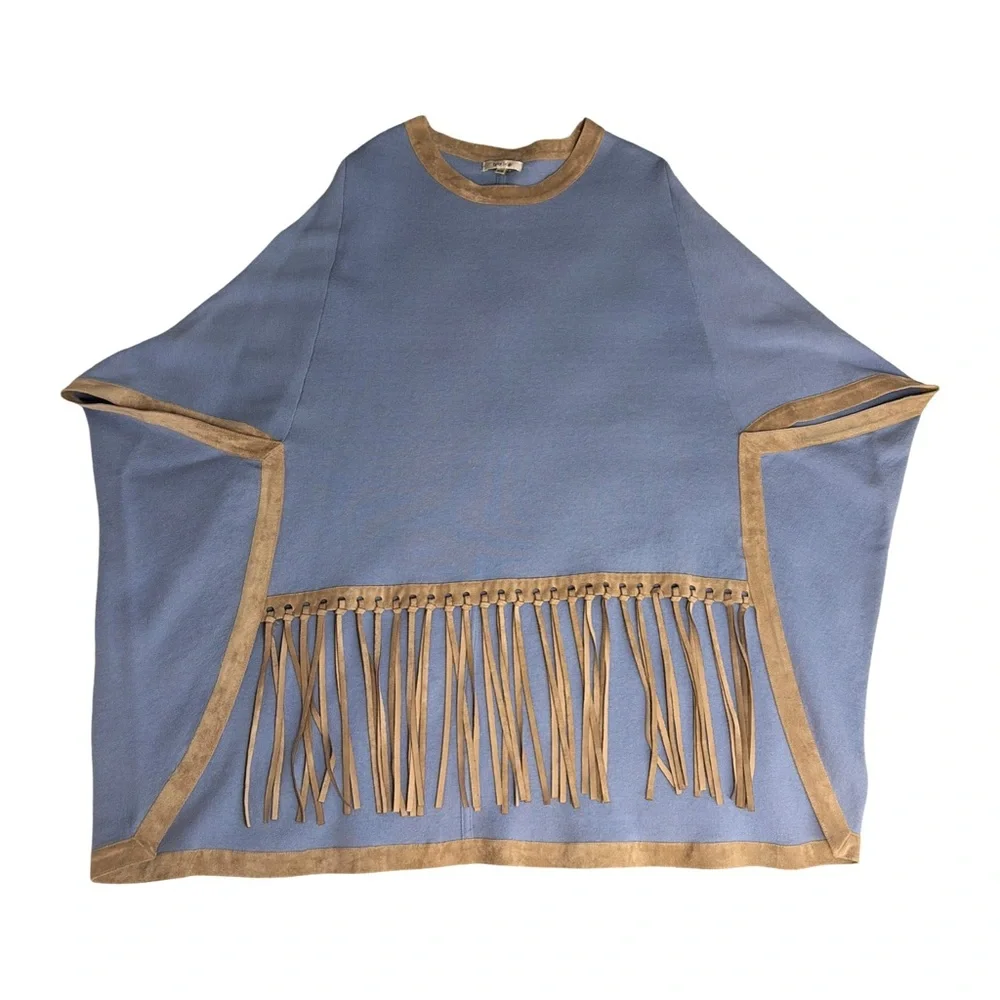 Tyler Boe Fringed Knit Poncho